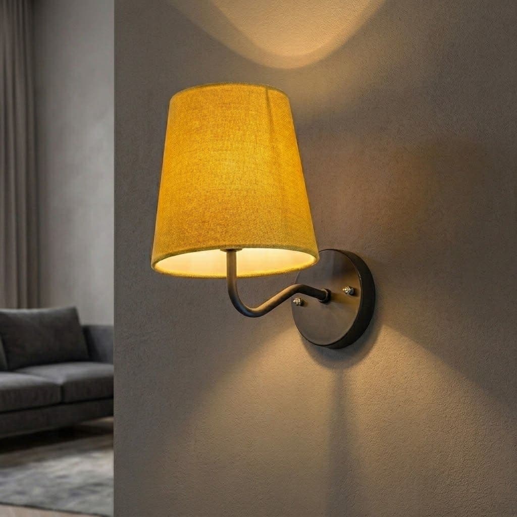 Matte Black S-Curve Wall Sconce with Fabric Shade